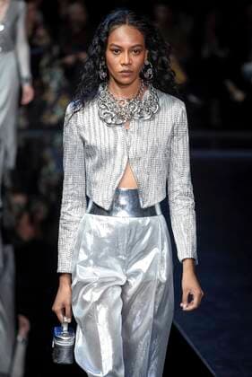 Milan Fashion Week, Women Spring Summer 2020. Milan, Women s Fashion, Spring Summer 2020. Emporio Armani catwalk. Pictured: model  Copyright: xSimonaxChiocciax xIPAx xFotosickix