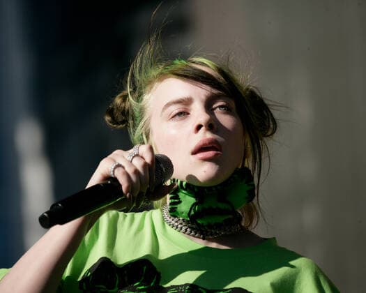 Billie Eilish performs on stage during the iHeartRadio Music Festival Daytime Concerts at the Las Vegas Festival Grounds in Las Vegas, Nevada on Saturday, September 21, 2019.  LAV2019092122 JAMESxATOA