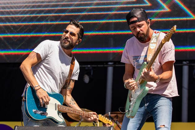 September 21, 2019, Las Vegas, Nevada, U.S: MATTHEW RAMSEY and BRAD TURSI of Old Dominion during the iHeartMusic Festival Daytime Village at Las Vegas Festival Grounds in Las Vegas, Nevada Las Vegas U.S. - ZUMAs135 20190921_zap_s135_089 Copyright: xDanielxDeSloverx