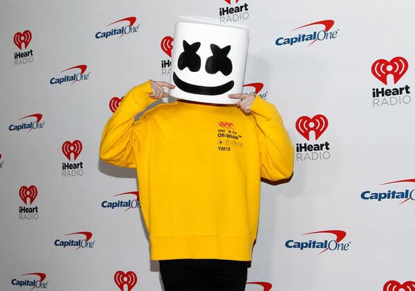 Marshmello arrives for the iHeartRadio Music Festival at the T-Mobile Arena in Las Vegas, Nevada on Saturday, September 21, 2019.  LAV2019092185 JAMESxATOA