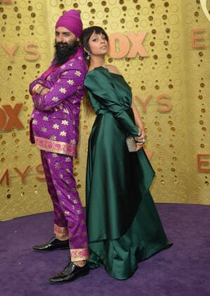 Kanwer Singh aka Humble The Poet and Lilly Singh arrives for the 71st annual Primetime Emmy Awards held at the Microsoft Theater in downtown Los Angeles on Sunday, September 22, 2019.  LAP201909221131 CHRISTINExCHEW