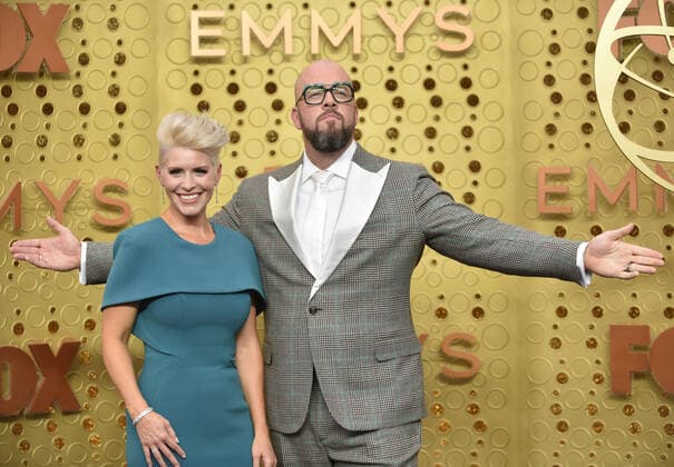 (L-R) Rachel Reichard and Chris Sullivan arrive for the 71st annual Primetime Emmy Awards held at the Microsoft Theater in downtown Los Angeles on Sunday, September 22, 2019.  LAP201909221331 CHRISTINExCHEW