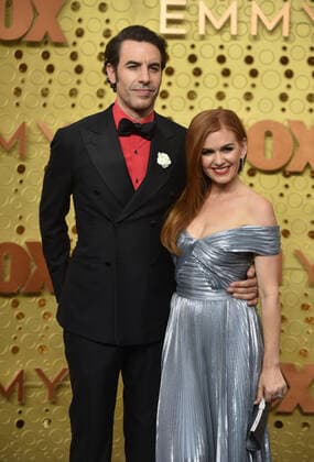 Sacha Baron Cohen and Isla Fisher arrive for the 71st annual Primetime Emmy Awards held at the Microsoft Theater in downtown Los Angeles on Sunday, September 22, 2019.  LAP20190922584 CHRISTINExCHEW