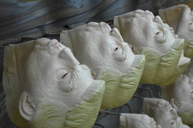 US President President Donald Trump latex mask manufacturing CUERNAVACA, MEXICO - SEPTEMBER 23: masks of U.S president Donald Trump seen during a manufacturing process, to be sold in stores around the world, on September 23, 2019 In Cuernavaca, Mexico  Copyright: xCarlosxTischlerx EYE_05311