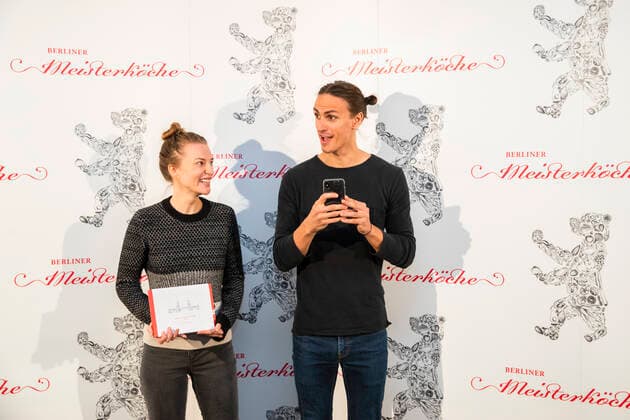 Jasmin Martin L and David Johannes Suchy R of Berliner Szenerestaurant 2019 Frea at the announcement of Berliner Meisterkoeche 2019 in Berlin on 24 September 2019 Berliner Meisterkoeche 2019