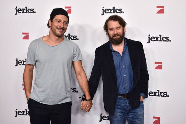 Bilder des Jahres 2019, Entertainment 09 September Entertainment Themen der Woche KW39 Entertainment Bilder des Tages Fahri Yardim und Christian Ulmen bei der Premiere der 3. Staffel von Jerks (Maxdome ProSieben) am 24.09.2019 in Berlin Jerks Serien-Premiere der 3. Staffel in Berlin *** Fahri Yardim and Christian Ulmen at the premiere of the 3-Series of Jerks Maxdome ProSieben on 24 09 2019 in Berlin Jerks Series Premiere of the 3-Series in Berlin 