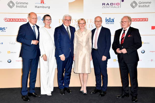Joachim Knuth, Frauke Gerlach, Frank Walter Steinmeier, Eva Maria Tschentscher, Peter Tschentscher and Lutz Kuckuck at the presentation of the German Radio Prize 2019 in the Elbphilharmonie Hamburg, 25 09 2019 Foto:xF.xKernx xFuturexImage