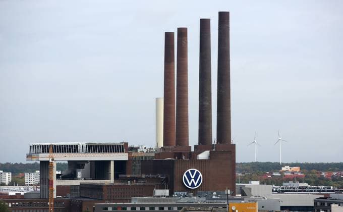 Wolfsburg Lower Saxony Wolfsburg, 26 09 2019, City Hall, Panorama View of Volkswagen plant, The Wolfsburg North South combined heat and power plant, unofficial Old combined heat and power plant