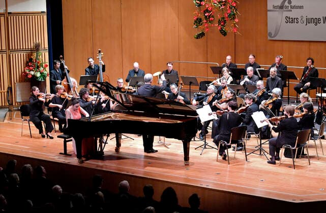 27 09 2019, Klassikfestival Bad Wörishofen, Festival of the Nations 2019 at the Kurhaus Bad Wörishofen in Allgäu, Olga Scheps Russia , at the piano with the Chamber Orchestra Basel 27 09 2019, Klassikfestival Bad Wörishofen 27 09 2019, Klassikfestival Bad Wörishofen