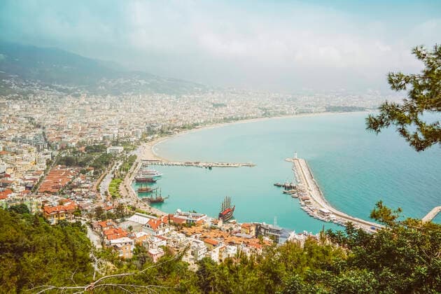 View of the city of Alanya from the Castle on the hilltop, Alanya, Turkey  TAMF02048