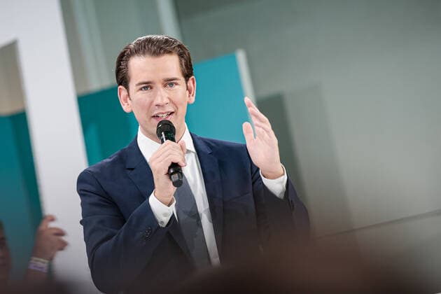 AUT, ÖVP Election Ceremony for the National Council Election 2019 29 09 2019, Hübner Kursalon, Vienna, AUT, ÖVP Election Ceremony for the National Council Election 2019, pictured Sebastian Kurz OeVP Austrian Foreign Minister Sebastian Kurz celebrate his Victory due to Austrian general elections 2019 in Vienna, Austria on 2019 09 29, Austria Kein Release verfügbar