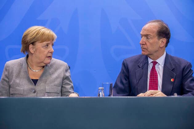 Germany, Berlin, Federal Chancellery, Chancellor Angela Merkel CDU talks with the chairmen of international economic and financial organisations, Chancellor Angela Merkel CDU, David Malpass President, World Bank, 01 10 2019