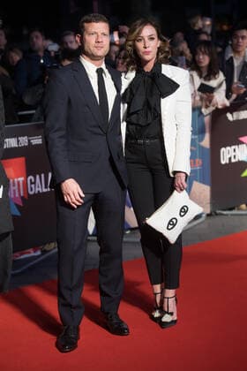 63rd BFI London Film Festival -The European Premiere of The Personal History of David Copperfield London, UK. Dermot O Leary and wife Dee Koppang at The European Premiere of The Personal History of David Copperfield at The 63rd BFI London Film Festival at Odeon Luxe, Leicester Square, London, England, UK. Wednesday 2 October 2019. LMK370 -J5534-031019 