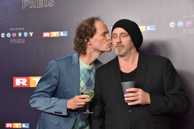 Comedian Olaf Schubert , l r, and Torsten Sträter come to Cologne on 02 10 2019 for the award of the 20 German Comedy Prize 2019, which is awarded annually to comedians for comedy shows and moderations.