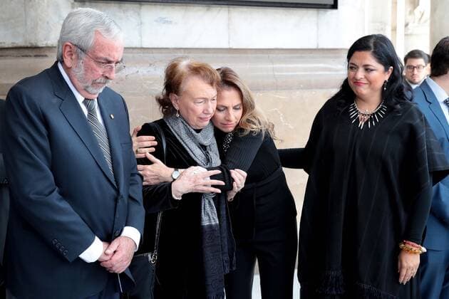 October 3, 2019 EUM20191003CUL009 JPG MEXICO CITY TributeHomage Leon Portilla October 3, 2019 Aspects of the present body tribute to historian Miguel Leon Portilla at the Palacio de Bellas Artes In the picture Enrique Graue, rector of UNAM Ascension Hernandez, widow of Leon Portilla Beatriz Gutierrez Müller, wife of the president and Alejandra Frasto, secretary of cultu  - ZUMAu78_ 20191003_zaf_u78_030 Copyright: xElxUniversalx