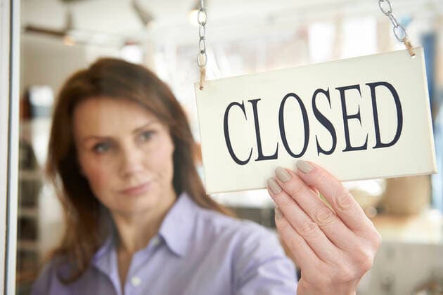 Store Owner Turning Closed Sign In Shop Doorway,model released, Symbolfoto,property released ING_39524_01299