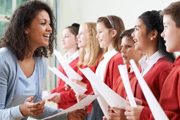 Children In School Choir Being Encouraged By Teacher,model released, Symbolfoto ING_39524_03600