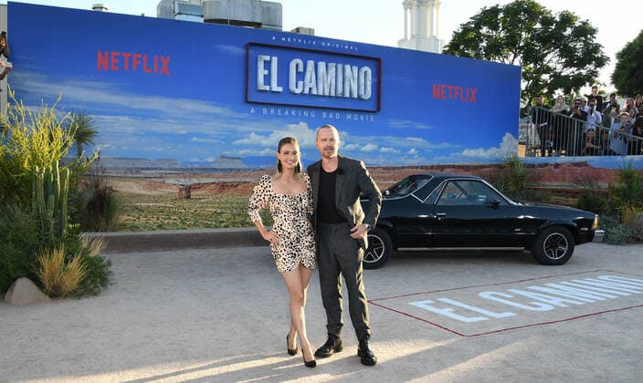 Bilder des Jahres 2019, Entertainment 10 Oktober Entertainment Themen der Woche KW41 Entertainment Bilder des Tages 07 October 2019 - Westwood, California - Lauren Parsekian, Aaron Paul. Netflix s El Camino: A Breaking Bad Movie Los Angeles Premiere held at Regency Village Theater. Photo Credit: Birdie Thompson AdMedia 245901 2019-10-07 California Westwood Etats-Unis  Copyright: xAdMediax STAR_245901_006