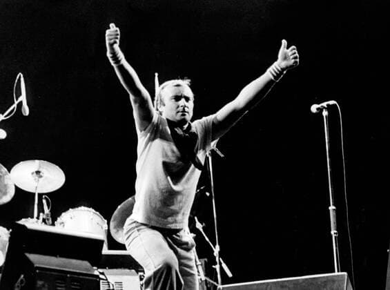 Hannover, Konzert der Band Genesis Sänger Phil Collins. Foto September 1982, *** Hanover, concert of the band Genesis singer Phil Collins photo September 1982,