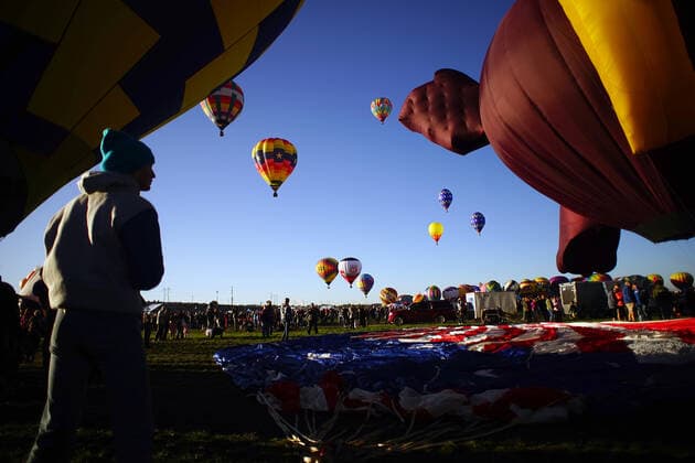 October 9, 2019, Albuquerque, NEW MEXICO, USA: 100919 .Balloons take off during Wednesday s Flight of the Nations Mass Ascension. Photographed on Wednesday October 9, 2019 . Journal Albuquerque USA - ZUMAab1_ 20191009_zaf_ab1_007 Copyright: xAdolphexPierre-Louisx