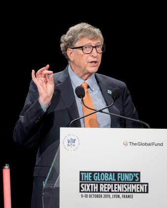 Bill Gates, foundator of technological giant Microsoft NEWS : sixieme Conference de reconstitution des ressources du Fonds mondial de lutte contre le sida, la tuberculose et le paludisme Centre de Congres - Lyon - 10 10 2019 SandrineTHESILLAT Panoramic 