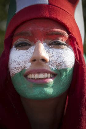 October 10, 2019, Tehran, Iran: Iranian women cheer as they arrive at the Azadi Stadium to watch the 2022 World Cup qualifier soccer match between Iran and Cambodia, in Tehran, Iran. Iranian women were freely allowed into the stadium for the first time in decades. They had been banned since 1981. Tehran Iran - ZUMAf146 20191010_zip_f146_042 Copyright: xRouzbehxFouladix