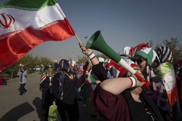 October 10, 2019, Tehran, Iran: Iranian women cheer as they arrive at the Azadi Stadium to watch the 2022 World Cup qualifier soccer match between Iran and Cambodia, in Tehran, Iran. Iranian women were freely allowed into the stadium for the first time in decades. They had been banned since 1981. Tehran Iran - ZUMAf146 20191010_zip_f146_046 Copyright: xRouzbehxFouladix