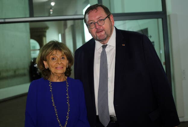Charlotte Knobloch with Rabbi Prof Walter Homolka on the occasion of the award of the Ernst Ludwig Ehrlich Medal in the Jewish Museum in Berlin snapshot photography xN Hochstein