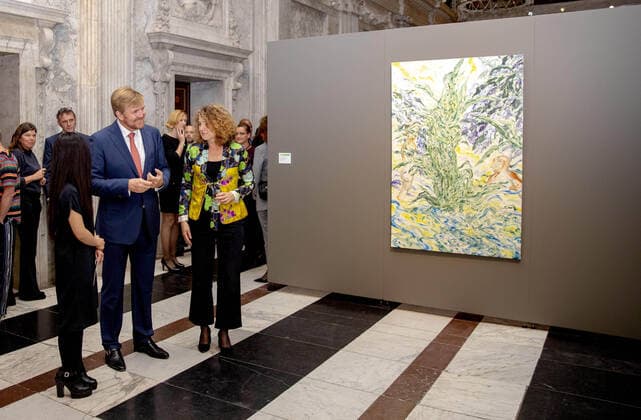 11-10-2019 Amsterdam King Willem-Alexander during the Royal award for modern painting 2019, Koninklijke Prijs voor Vrije Schilderkunst, at the Royal Palace in Amsterdam. Cian-Yu Bai, received this incentive prize, an amount of 9.000 euros.  Copyright: xPPEx