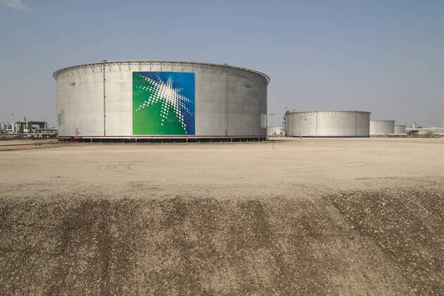 EASTERN PROVINCE, SAUDI ARABIA - OCTOBER 12, 2019: Oil tanks at an oil processing facility of Saudi Aramco, a Saudi Arabian state-owned oil and gas company, at the Abqaiq oil field. On 14 September 2019, two of the major Saudi oil facilities, Abqaiq and Khurais, suffered massive attacks of explosive-laden drones and cruise missiles; the Houthi movement, also known as Ansar Allah, claimed responsibility for the attacks. Stanislav Krasilnikov TASS  TS0BE766