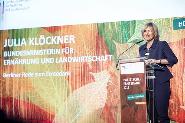 Federal Minister of Agriculture Julia Kloeckner, CDU, admitted during her speech at the Political Thanksgiving and the awarding of the Professor Niklas Medal at the Federal Ministry of Food and Agriculture Berlin, 15 10 2019 Berlin Germany Copyright: xJaninexSchmitz photothek.net BMELx