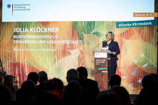 Federal Minister of Agriculture Julia Kloeckner, CDU, admitted during her speech at the Political Thanksgiving and the awarding of the Professor Niklas Medal at the Federal Ministry of Food and Agriculture Berlin, 15 10 2019 Berlin Germany Copyright: xJaninexSchmitz photothek.net BMELx
