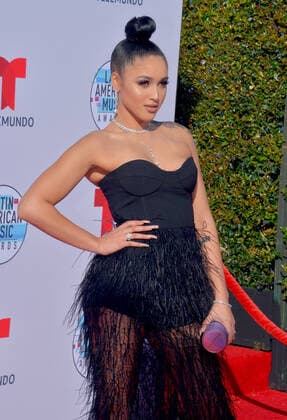 Singer Mariah Angeliq arrives for the fifth annual Latin American Music Awards at the Dolby Theatre in the Hollywood section of Los Angeles on Thursday, October 17, 2019. The annual event honors outstanding achievements for artists in the Latin music industry.  LAP20191017130 JIMxRUYMEN