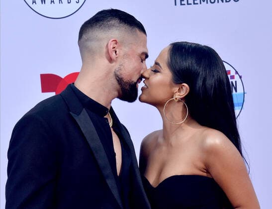 Sebastian Lletget and singer Becky G arrive for the fifth annual Latin American Music Awards at the Dolby Theatre in the Hollywood section of Los Angeles on Thursday, October 17, 2019. The annual event honors outstanding achievements for artists in the Latin music industry.  LAP20191017098 JIMxRUYMEN