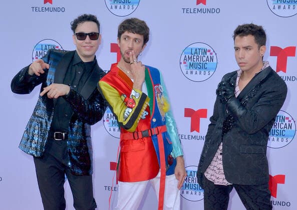 (L-R) Musical artists Raymix, Esteman, and Georgel arrive for the fifth annual Latin American Music Awards at the Dolby Theatre in the Hollywood section of Los Angeles on Thursday, October 17, 2019. The annual event honors outstanding achievements for artists in the Latin music industry.  LAP20191017333 JIMxRUYMEN