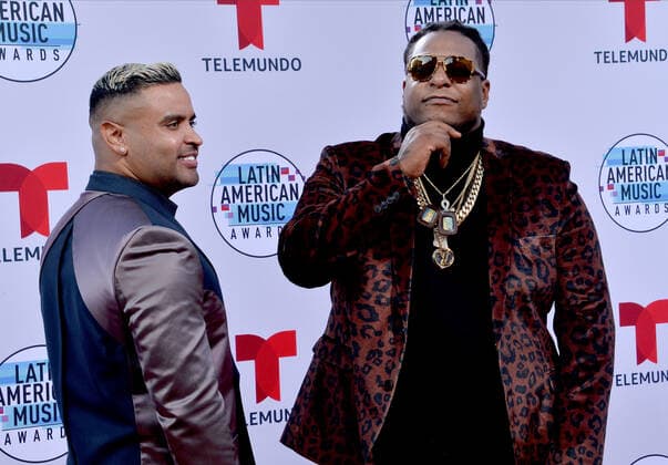 Zion & Lennox arrive for the fifth annual Latin American Music Awards at the Dolby Theatre in the Hollywood section of Los Angeles on Thursday, October 17, 2019. The annual event honors outstanding achievements for artists in the Latin music industry.  LAP20191017334 JIMxRUYMEN