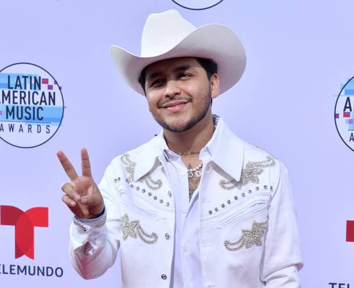 Musical artist Christian Nodal arrives for the fifth annual Latin American Music Awards at the Dolby Theatre in the Hollywood section of Los Angeles on Thursday, October 17, 2019. The annual event honors outstanding achievements for artists in the Latin music industry.  LAP20191017433 JIMxRUYMEN