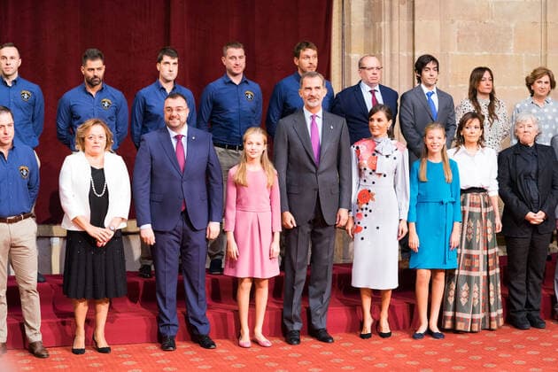 King Felipe VI, Queen Letizia, Princess of Asturias Leonor and Infant Sofia attend auddience in Oviedo because of Princess of Asturias Awards 2019. October 18, 2019 (Alterphotos Francis Gonzalez)  (2019101824)