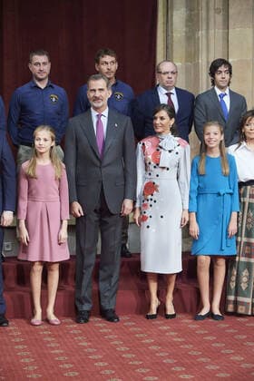 October 18, 2019, Oviedo, Asturias, Spain: King Felipe VI of Spain, Queen Letizia of Spain, Crown Princess Leonor, Princess Sofia attended Audience with Winners of the 2018 Final Degree Awards of the University of Oviedo at Reconquista Hotel on October 18, 2019 in Oviedo, Spain Oviedo Spain  - ZUMAg15_ 20191018_zaf_g15_032 Copyright: xJackxAbuinx