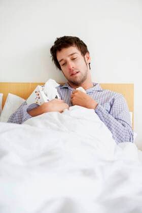 Man with a Cold Sleeping,model released, Symbolfoto,property released 03B66045