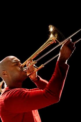 Man Playing Trombone,model released, Symbolfoto 03B66246