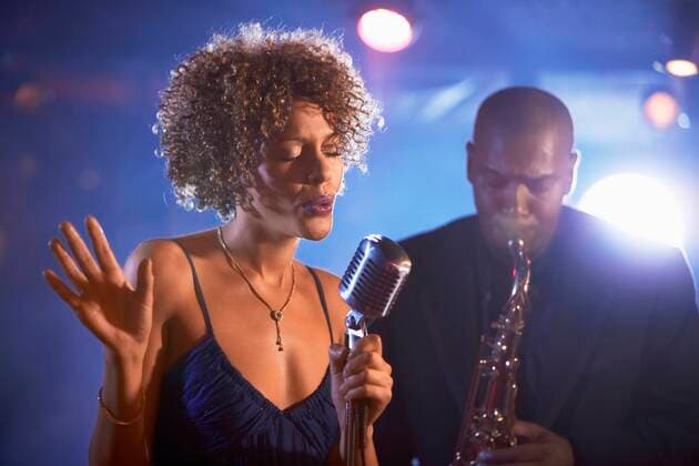 Jazz Singer and Saxophonist Performing,model released, Symbolfoto,property released 03B66350