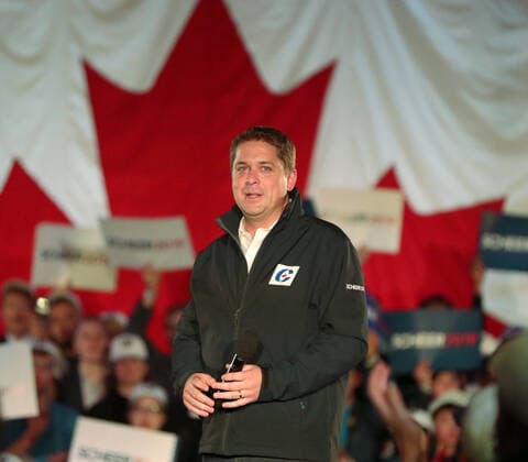 Canadian Conservative Party leader Andrew Scheer speaks to constituents at a rally in Richmond, British Columbia, October 20, 2019 during the last day of federal election campaigning. Election day is tomorrow, October 21, 2019.  VAP2019102028 HEINZxRUCKEMANN