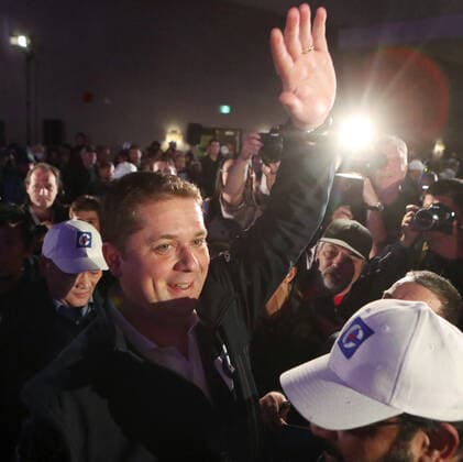 Canadian Conservative Party leader Andrew Scheer speaks to constituents at a rally in Richmond, British Columbia, October 20, 2019 during the last day of federal election campaigning. Election day is tomorrow, October 21, 2019.  VAP2019102029 HEINZxRUCKEMANN