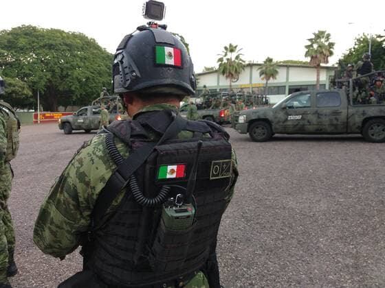Around six thousand military arrive to Culiacan, Sinaloa, 21 October 2019, to reinforce the citizens security. President Andres Manuel Lopez Obrador said that have clear conscience after decision of release Ovidio Guzman, son of Joaquin el Chapo Guzman, to avoid more deaths in Culiacan, capital of Sinaloa state. Military arrive to Culiacan to reinforce security !ACHTUNG: NUR REDAKTIONELLE NUTZUNG!  Copyright: xJuanxCarlosxCruzx MEX6237 20191021-637072746537894549