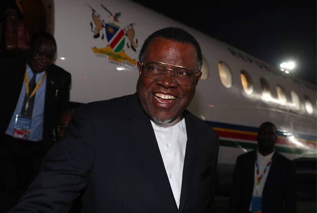 SOCHI, RUSSIA â€“ OCTOBER 22, 2019: Namibia s President Hage Gottfried Geingob welcomed at Sochi International Airport as he arrives to take part in the 2019 Russia-Africa Summit. Donat Sorokin TASS Host Photo Agency  TS0BFECA