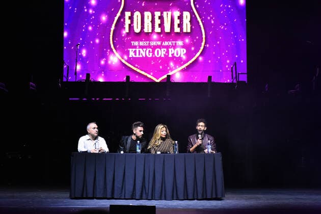 Forever: The best Show About The King of Pop - press conference MEXICO CITY, MEXICO - OCTOBER 22: (L-R) Alejandro Gou, Carmelo Segura, singer La Toya Jackson speaks during a press conference to present Forever: The best Show About The King of Pop in tribute of Michael Jackson at Centro Cultural Teatro 1 on October 22, 2019 in Mexico City, Mexico  Copyright: xCarlosxTischlerx EYE_0947