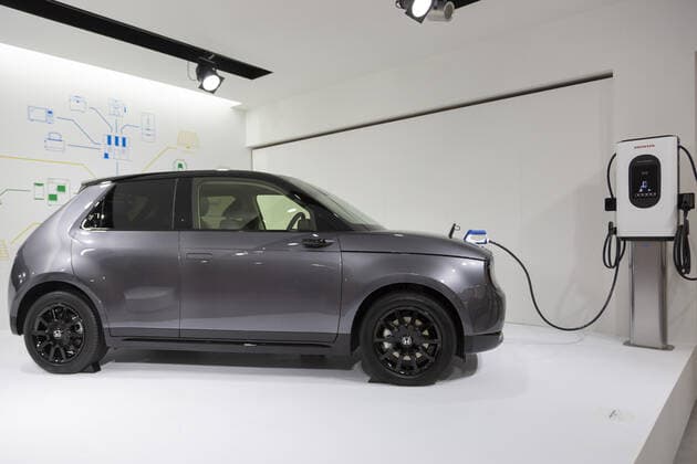 October 23, 2019, Tokyo, Japan: Honda e car on display during a press preview of the 46th Tokyo Motor Show 2019 in Tokyo Big Sight. Tokyo Motor Show 2019 showcases new mobility technologies from Japanese and overseas automakers. The exhibition is open to the public from October 25 to November 4. Tokyo Japan - ZUMAm191 20191023_zap_m191_041 Copyright: xRodrigoxReyesxMarinx