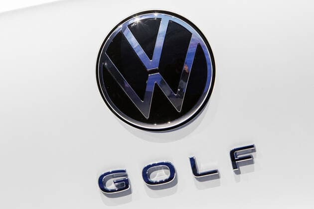 24 10 2019, xtgx, economy car, Volkswagen world premiere presentation Golf VIII 8 eight emspor, v l VW logo, emblem, lettering Golf Wolfsburg