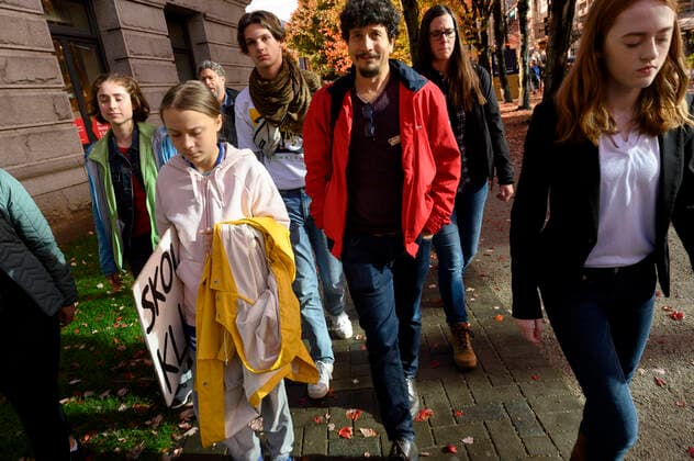 October 25, 2019, Vancouver, BRITISH COLUMBIA, CANADA: Swedish climate change activist GRETA THUNBERG prepares to speak to thousand gathered in downtown Vancouver, British Columbia during a rally after a climate strike. Vancouver CANADA - ZUMAl31_ 20191025_zaf_l31_014 Copyright: xRobinxLoznakx